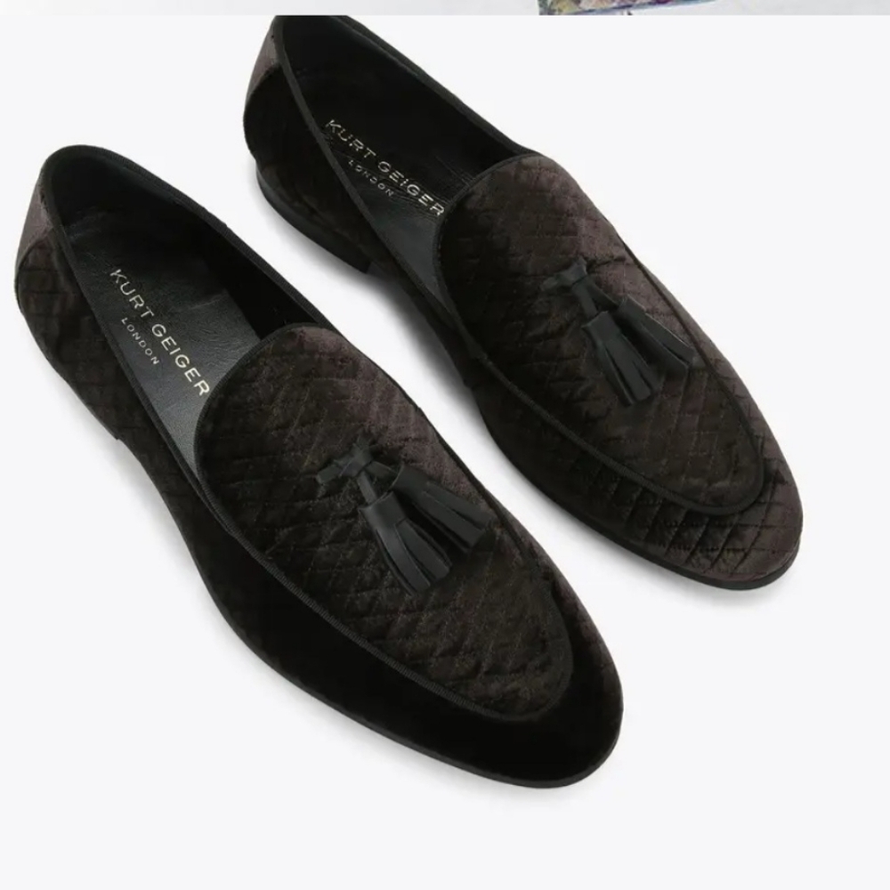 Kurt Geiger Henry  Quilted Black Tassel Loafers